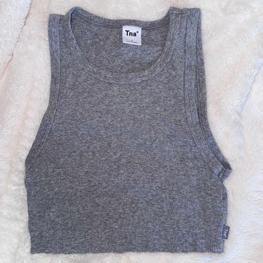 TNA Heather Gray Ribbed Tank Top